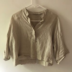 7115 by Szeki Linen Beige Blouse XS/S